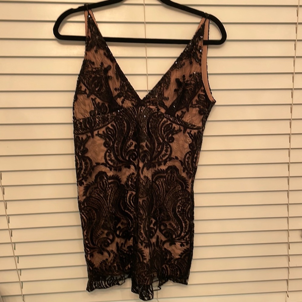 Free people night shimmer sequin lace mini dress